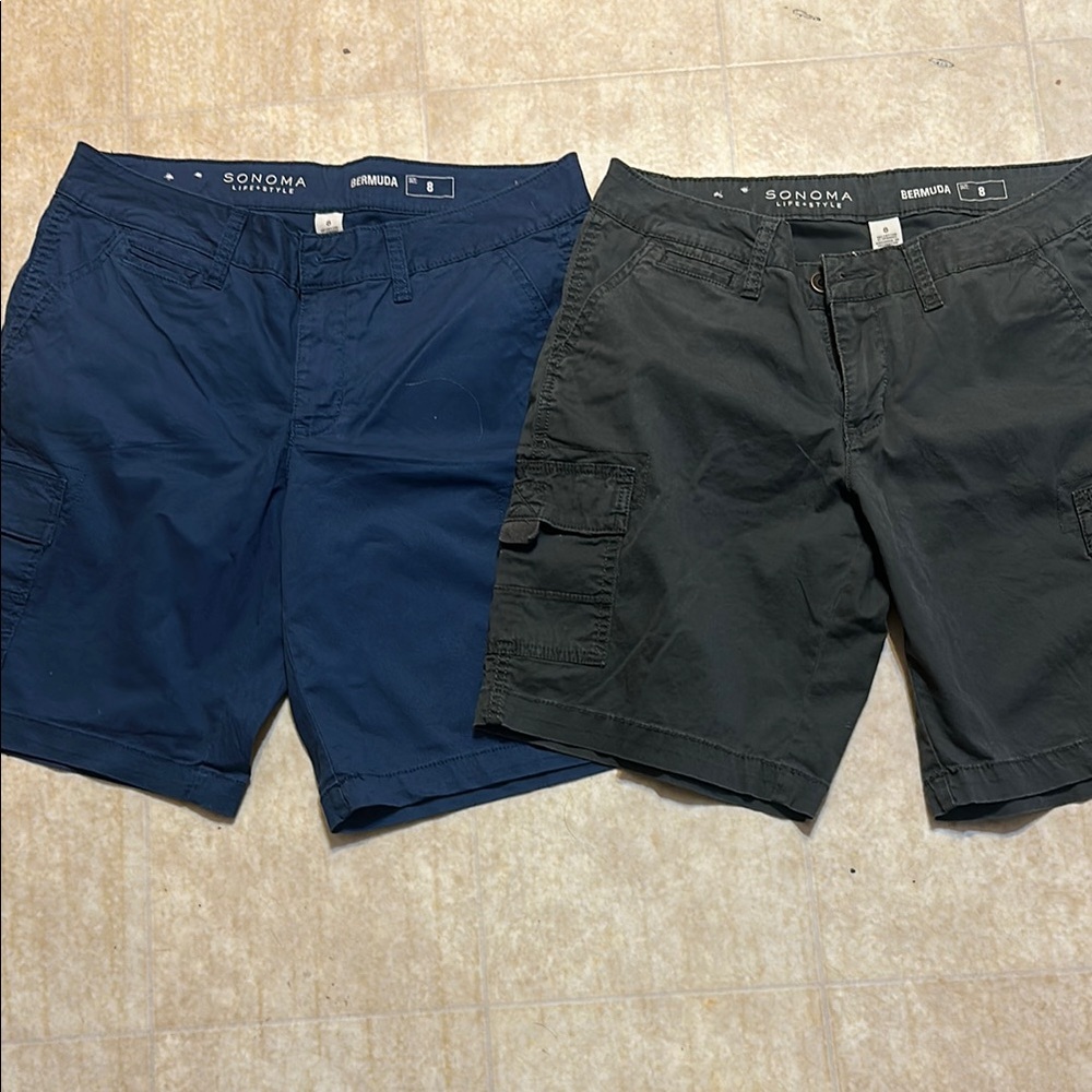 Sonoma Cargo Shorts Blue and Black Classic Style
